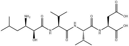 N-[(2S,3R)-3-氨基-2-羟基-5-甲基-1-氧代己基]-L-缬氨酰-L-缬氨酰-L-天冬氨酸 结构式