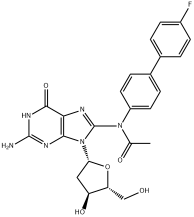 Guanosine, 8-(acetyl(4'-fluoro(1,1'-biphenyl)-4-yl)amino)-2'-deoxy- Structure