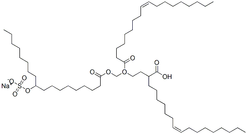 sodium 1-[[[1-oxo-10-(sulphonatooxy)octadecyl]oxy]methyl]-1,2-ethanediyl dioleate Structure