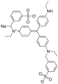 sodio(ethyl)[4-[[4-(ethylamino)phenyl][4-[ethyl(3-sulphonatobenzyl)amino]phenyl]methylene]cyclohexa-2,5-dien-1-ylidene](3-sulphonatobenzyl)ammonium 结构式