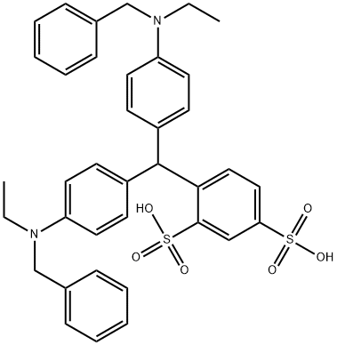 4-[bis[4-[ethyl(phenylmethyl)amino]phenyl]methyl]benzene-1,3-disulphonic acid 结构式
