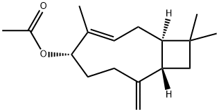 [1R-(1R*,5S*,9S*)]-4,11,11-trimethyl-8-methylenebicyclo[7.2.0]undec-3-en-5-yl acetate 结构式