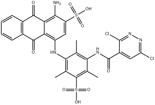 1-amino-4-[3-[[(3,6-dichloropyridazin-4-yl)carbonyl]amino]-2,4,6-trimethyl-5-sulphoanilino]-9,10-dihydro-9,10-dioxoanthracene-2-sulphonic acid Structure