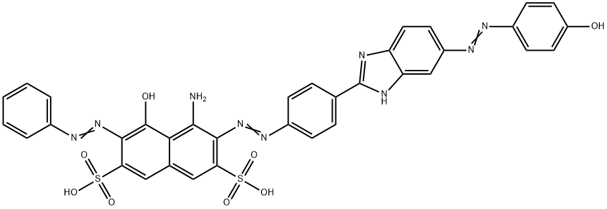 4-amino-5-hydroxy-3-[[4-[5-[(4-hydroxyphenyl)azo]-1H-benzimidazol-2-yl]phenyl]azo]-6-(phenylazo)naphthalene-2,7-disulphonic acid Structure