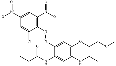 N-[2-[(2-chloro-4,6-dinitrophenyl)azo]-5-(ethylamino)-4-(2-methoxyethoxy)phenyl]propionamide Structure