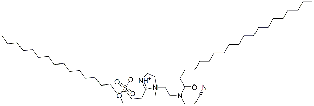 1-[2-[(2-cyanoethyl)(1-oxoicosyl)amino]ethyl]-4,5-dihydro-1-methyl-2-nonadecyl-1H-imidazolium methyl sulphate 结构式