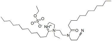 1-[2-[(2-cyanoethyl)(1-oxododecyl)amino]ethyl]-1-ethyl-4,5-dihydro-2-undecyl-1H-imidazolium ethyl sulphate 结构式