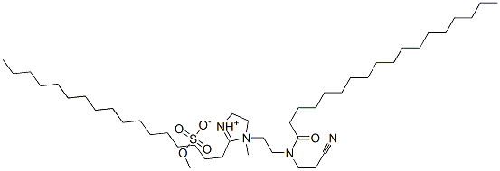 1-[2-[(2-cyanoethyl)(1-oxooctadecyl)amino]ethyl]-2-heptadecyl-4,5-dihydro-1-methyl-1H-imidazolium methyl sulphate 结构式
