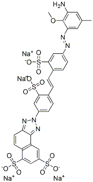 tetrasodium 2-[4-[2-[4-[(3-amino-2-methoxy-5-methylphenyl)azo]-2-sulphonatophenyl]vinyl]-3-sulphonatophenyl]-2H-naphtho[1,2-d]triazole-6,8-disulphonate 结构式