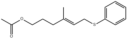 (E)-4-Methyl-6-(phenylthio)-4-hexen-1-ol acetate 结构式