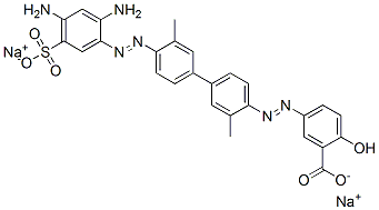 disodium 5-[[4'-[(2,4-diamino-5-sulphonatophenyl)azo]-3,3'-dimethyl[1,1'-biphenyl]-4-yl]azo]salicylate Structure