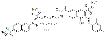 trisodium 3-[(2,4-dimethylphenyl)azo]-4-hydroxy-7-[[[[5-hydroxy-7-sulphonato-6-[(6-sulphonato-2-naphthyl)azo]-2-naphthyl]amino]carbonyl]amino]naphthalene-2-sulphonate 结构式