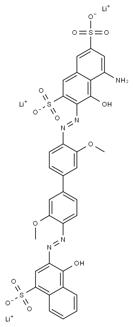 trilithium 5-amino-4-hydroxy-3-[[4'-[(1-hydroxy-4-sulphonato-2-naphthyl)azo]-3,3'-dimethoxy[1,1'-biphenyl]-4-yl]azo]naphthalene-2,7-disulphonate 结构式