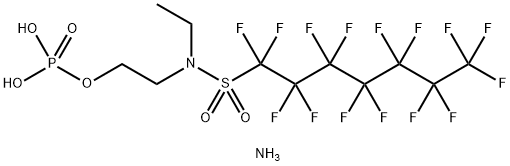 N-乙基-1,1,2,2,3,3,4,4,5,5,6,6,7,7,7-十五氟-N-[2-(膦酰氧)乙基]-1-庚磺酰胺二铵盐, 67939-98-4, 结构式