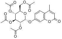 4-甲基香豆素基-2,3,4,6-四-氧-乙酰基-Α-D-吡喃葡萄糖苷 结构式