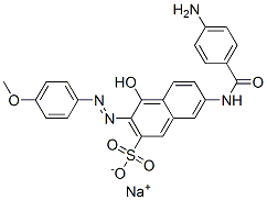 7-[(4-Aminobenzoyl)amino]-4-hydroxy-3-[(4-methoxyphenyl)azo]-2-naphthalenesulfonic acid sodium salt 结构式