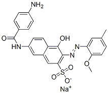 7-[(4-Aminobenzoyl)amino]-4-hydroxy-3-[(2-methoxy-5-methylphenyl)azo]-2-naphthalenesulfonic acid sodium salt 结构式