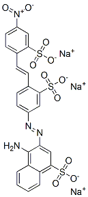 trisodium 4-amino-3-[[4-[2-(4-nitro-2-sulphonatophenyl)vinyl]-3-sulphonatophenyl]azo]naphthalene-1-sulphonate 结构式