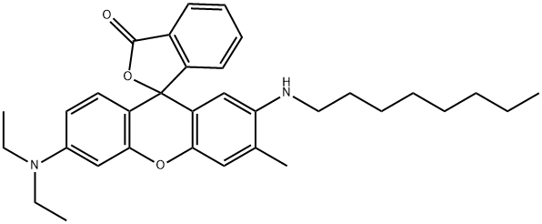 6'-(diethylamino)-3'-methyl-2'-(octylamino)spiro[isobenzofuran-1(3H),9'-[9H]xanthene]-3-one 结构式