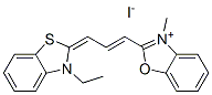 2-[3-(3-ethyl-3H-benzothiazol-2-ylidene)prop-1-enyl]-3-methylbenzoxazolium iodide 结构式