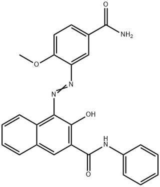 4-((5-(氨基甲酰基)-2-甲氧基苯基)偶氮)-3-羟基-N-苯基萘-2-甲酰胺, 68016-05-7, 结构式