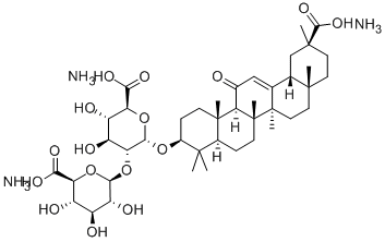 alpha-d-Glucopyranosiduronic acid, (3beta,20beta)-20-carboxy-11-oxo-30-norolean-12-en-3-yl 2-O-beta-d-glucopyranuronosyl-, triammonium salt Structure