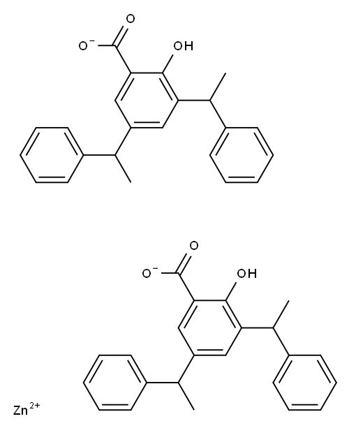 zinc(2+) 3,5-bis(1-phenylethyl)salicylate Structure