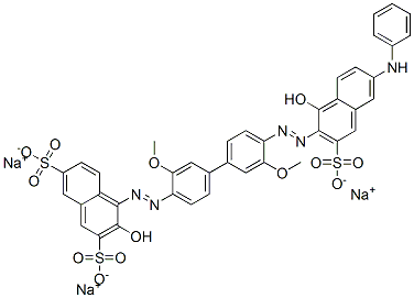 3-Hydroxy-4-[[4'-[[1-hydroxy-6-(phenylamino)-3-sulfo-2-naphthalenyl]azo]-3,3'-dimethoxy[1,1'-biphenyl]-4-yl]azo]-2,7-naphthalenedisulfonic acid trisodium salt Structure