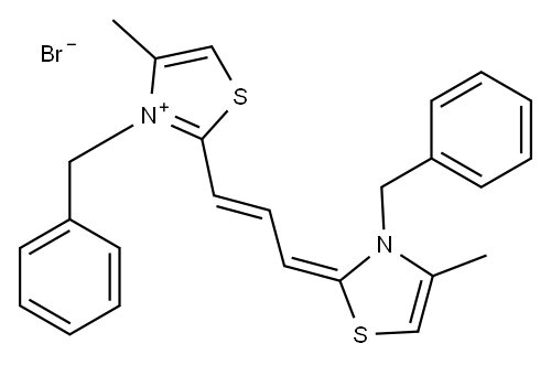 3-benzyl-2-[3-[3-benzyl-4-methyl-3H-thiazol-2-ylidene]prop-1-enyl]-4-methylthiazolium bromide Structure