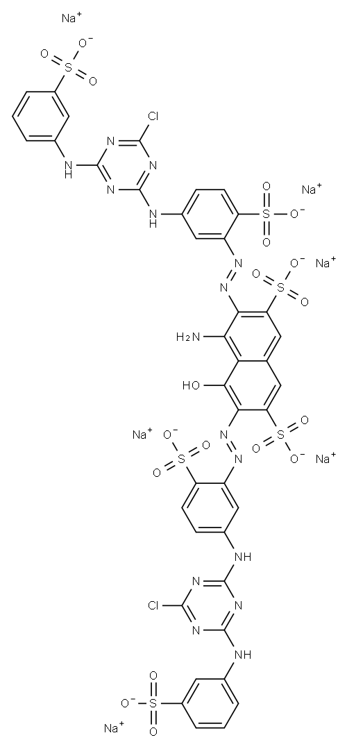 hexasodium 4-amino-3,6-bis[[5-[[4-chloro-6-[(3-sulphonatophenyl)amino]-1,3,5-triazin-2-yl]amino]-2-sulphonatophenyl]azo]-5-hydroxynaphthalene-2,7-disulphonate Structure