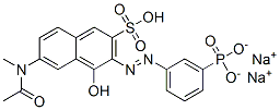 sodium hydrogen 6-(acetylmethylamino)-4-hydroxy-3-[(3-phosphonatophenyl)azo]naphthalene-2-sulphonate 结构式