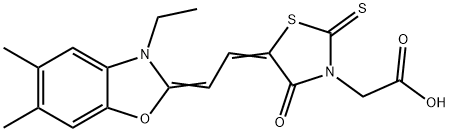 5-[(3-ethyl-5,6-dimethylbenzoxazol-2(3H)-ylidene)ethylidene]-4-oxo-2-thioxothiazolidin-3-acetic acid Structure