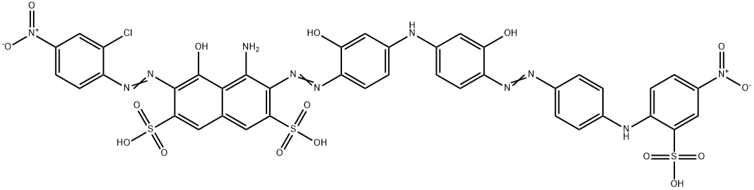 4-amino-6-[(2-chloro-4-nitrophenyl)azo]-5-hydroxy-3-[[2-hydroxy-4-[[3-hydroxy-4-[[4-[(4-nitro-2-sulphophenyl)amino]phenyl]azo]phenyl]amino]phenyl]azo]naphthalene-2,7-disulphonic acid 结构式