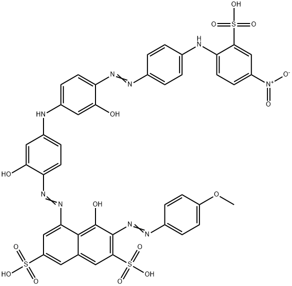 4-Hydroxy-5-[[2-hydroxy-4-[[3-hydroxy-4-[[4-[(4-nitro-2-sulfophenyl)amino]phenyl]azo]phenyl]amino]phenyl]azo]-3-[(4-methoxyphenyl)azo]-2,7-naphthalenedisulfonic acid 结构式