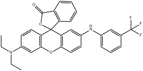 6'-(diethylamino)-2'-[[3-(trifluoromethyl)phenyl]amino]spiro[isobenzofuran-1(3H),9'-[9H]xanthene]-3-one|6'-(二乙基氨基)-2'-[[3-(三氟甲基)苯基]氨基]螺[异苯并呋喃-1(3H),9'-[9H]占吨]-3-酮