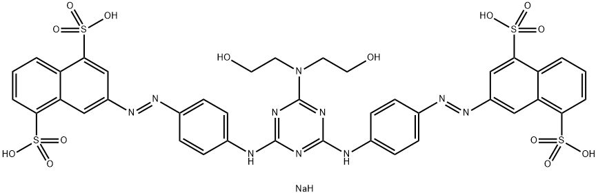 tetrasodium 3,3'-[[6-[bis(2-hydroxyethyl)amino]-1,3,5-triazine-2,4-diyl]bis(imino-4,1-phenyleneazo)]bisnaphthalene-1,5-disulphonate 结构式