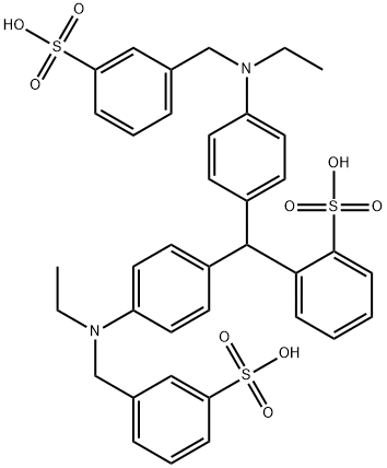 o-[bis[4-[ethyl[(3-sulphophenyl)methyl]amino]phenyl]methyl]benzenesulphonic acid 结构式