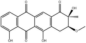 3,4-Dihydro-2,5,7-trihydroxy-3-methoxy-2-methyl-1,6,11(2H)-naphthacenetrione Structure