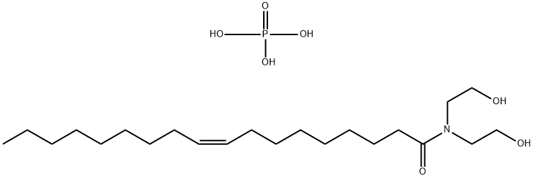 9-Octadecenamide, N,N-bis(2-hydroxyethyl)-, (Z)-, phosphate (ester) 结构式