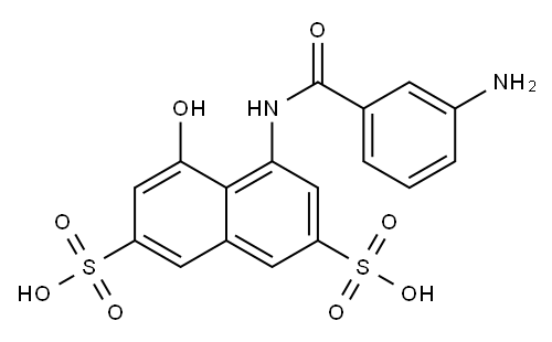 4-[(3-aminobenzoyl)amino]-5-hydroxynaphthalene-2,7-disulphonic acid 结构式