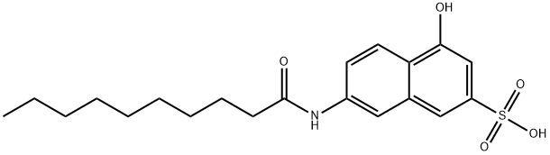 4-hydroxy-7-[(1-oxodecyl)amino]naphthalene-2-sulphonic acid 结构式
