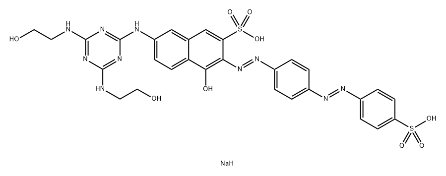 disodium 7-[[4,6-bis[(2-hydroxyethyl)amino]-1,3,5-triazin-2-yl]amino]-4-hydroxy-3-[[4-[(4-sulphonatophenyl)azo]phenyl]azo]naphthalene-2-sulphonate 结构式