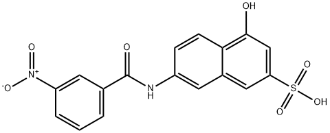 4-hydroxy-7-[(3-nitrobenzoyl)amino]naphthalene-2-sulphonic acid Structure