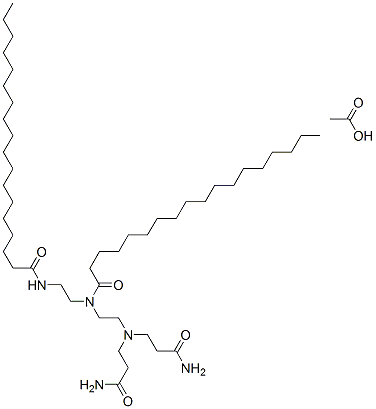 N-[2-[二(3-氨基-3-氧代丙基)氨基]乙基]-N-[2-[(十八烷酰基)氨基]乙基]十八酰胺单乙酸盐 结构式