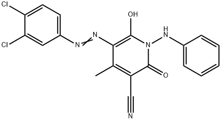 5-[(3,4-二氯苯基)偶氮]-1,2-二氢-6-羟-4-甲基-2-氧代-1-苯氨基-3-吡啶腈 结构式