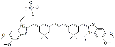 Benzothiazolium, 3-ethyl-2-[[3-[3-[3-[(3-ethyl-5,6-dimethoxy-2(3H)-benzothiazolylidene)methyl]-5,5-dimethyl-2-cyclohexen-1-ylidene]-1-propenyl]-5,5-dimethyl-2-cyclohexen-1-ylidene]methyl]-5,6-dimethoxy-, perchlorate Structure