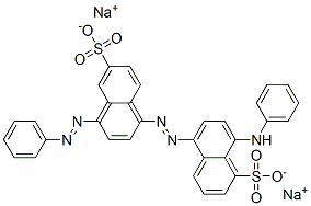 disodium 8-(phenylamino)-5-[[4-(phenylazo)-6-sulphonato-1-naphthyl]azo]naphthalene-1-sulphonate 结构式