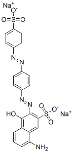 disodium 8-amino-4-hydroxy-3-[[4-[(4-sulphonatophenyl)azo]phenyl]azo]naphthalene-2-sulphonate 结构式