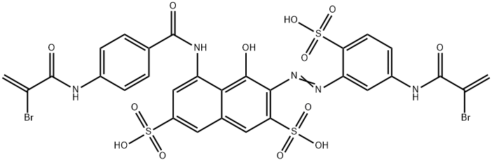 5-[[4-[(2-bromo-1-oxoallyl)amino]benzoyl]amino]-3-[[5-[(2-bromo-1-oxoallyl)amino]-2-sulphophenyl]azo]-4-hydroxynaphthalene-2,7-disulphonic acid 结构式