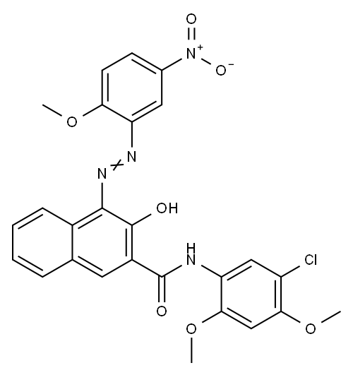 N-(5-Chloro-2,4-dimethoxyphenyl)-3-hydroxy-N-[(2-methoxy-5-nitrophenyl)azo]-2-naphthalenecarboxamide 结构式